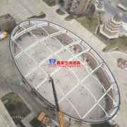 桐鄉寶馬花園屋頂加蓋膜結構項目鋼結構已完成并經初步驗收